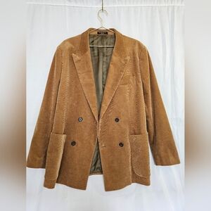 BANANA REPUBLIC Corduroy Camel Brown Double Breasted Blazer Relaxed Fit 44R Men